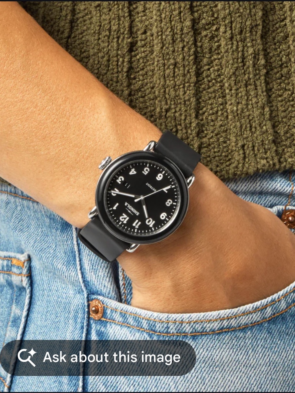 Shinola Model D Detrola Watch 43mm Black Unisex Silicone Date Calendar with Box